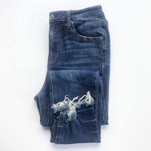 Lightly Distressed Dark Wash Jeans